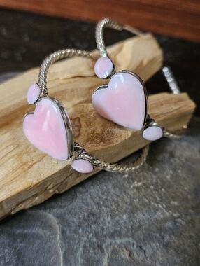 Native American Pink Conch Shell Heart Earrings
